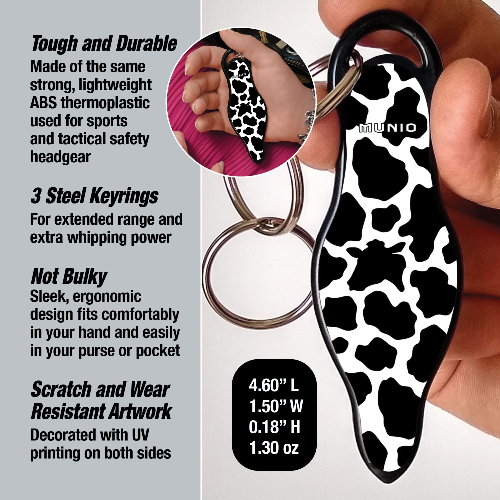 MUNIO Self Defense Keychain - Cow Print - Image 3