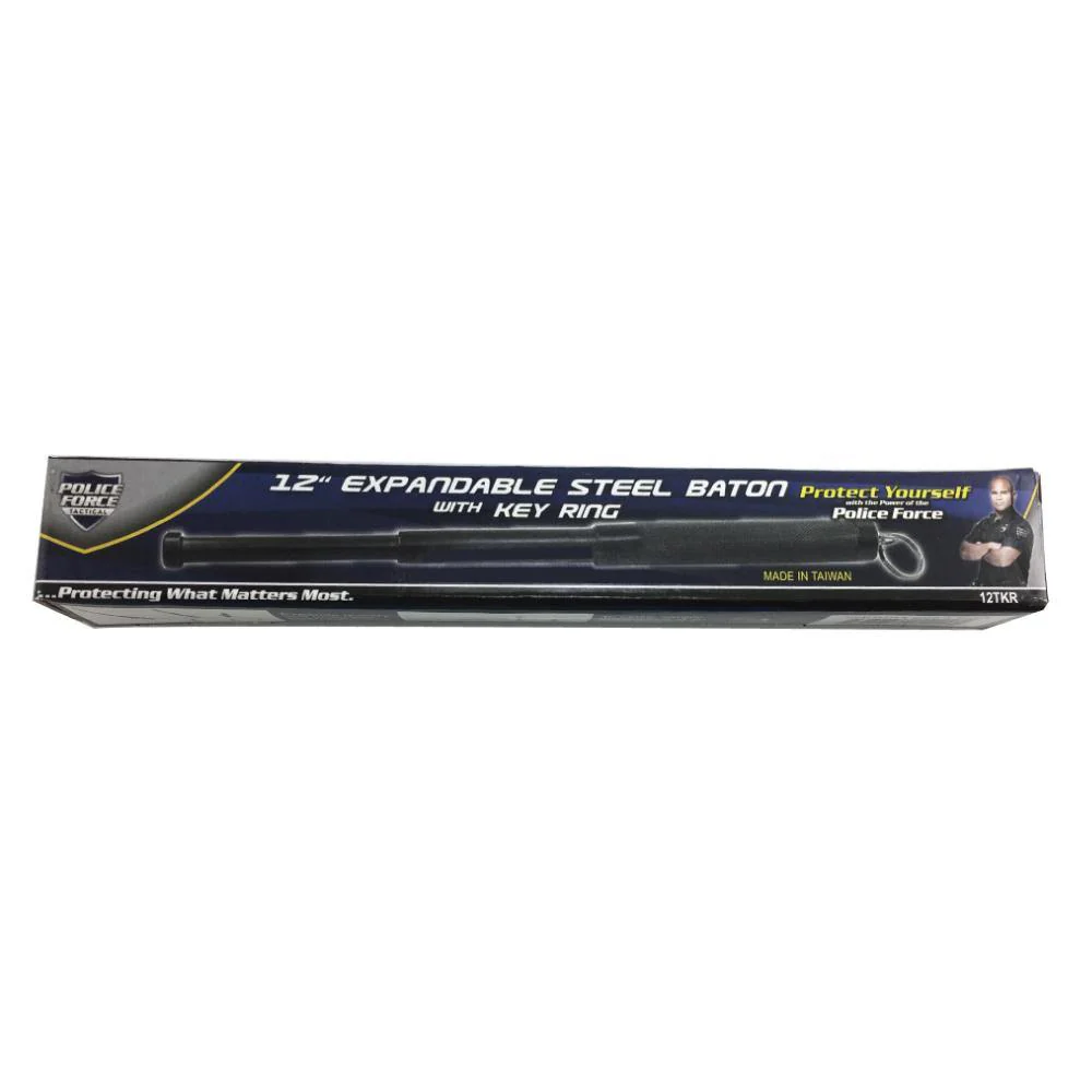 Police Force 12" Expandable Steel Baton w/ Keyring - Image 6