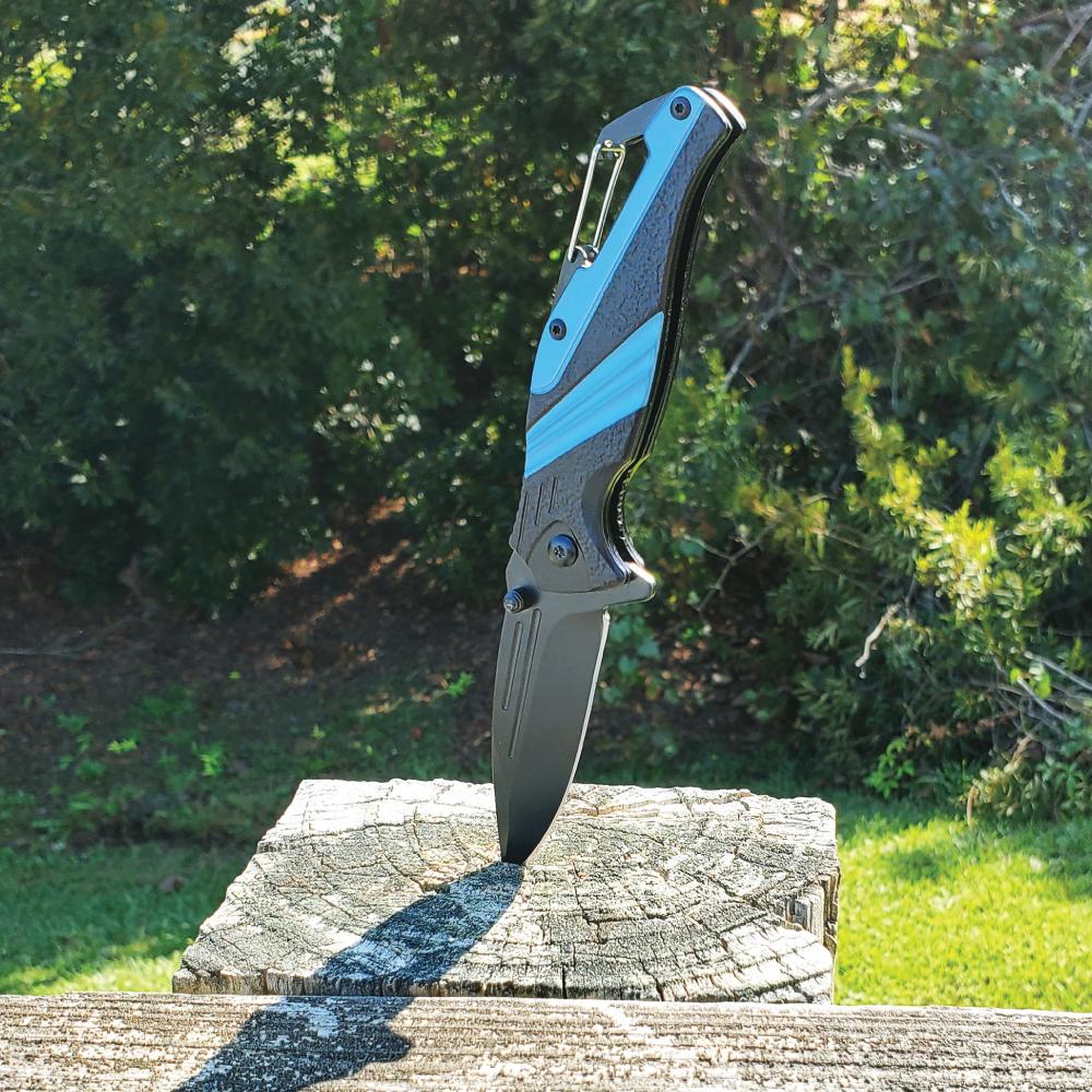 ElitEdge Striped 7" Tactical Knife - Blue - Image 2