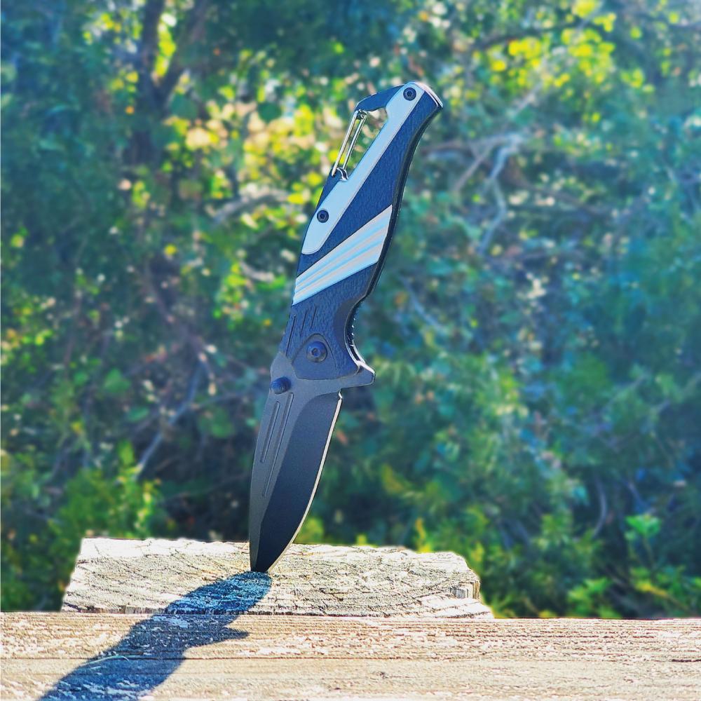 ElitEdge Striped 7" Tactical Knife - Silver - Image 2